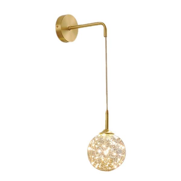 

wall lamp nordic light luxury simple round gypsophila glass ball bedroom living room study modern led strip bedside