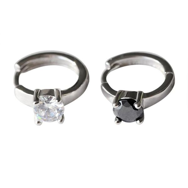 

hoop & huggie cute mini 925 sterling silver earrings for women black/white cz zircon diamond pendant circle earings 2021, Golden;silver
