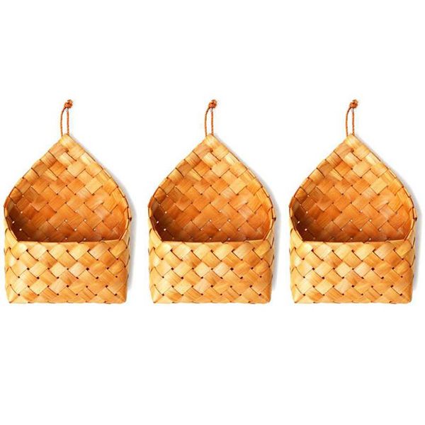 

pcs hanging basket natural cedar sheet woven wall flowerpot decoration storage baskets