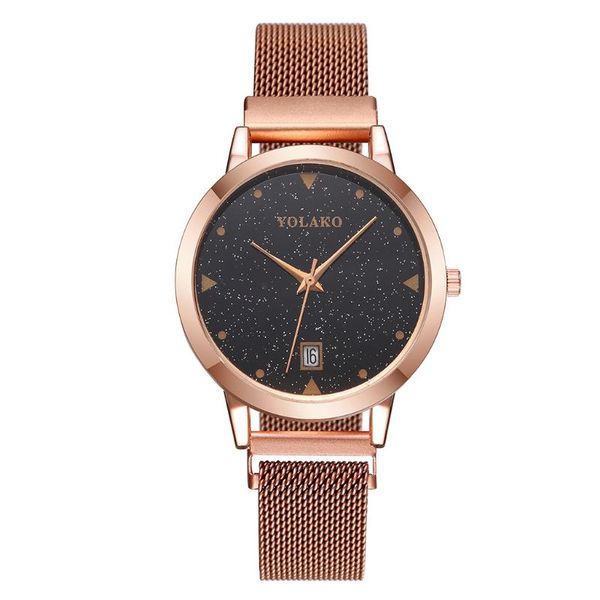 

brand women starry sky watch with calendar luxury ladies magnet buckle mesh belt quartz relogio feminino wristwatches, Slivery;brown