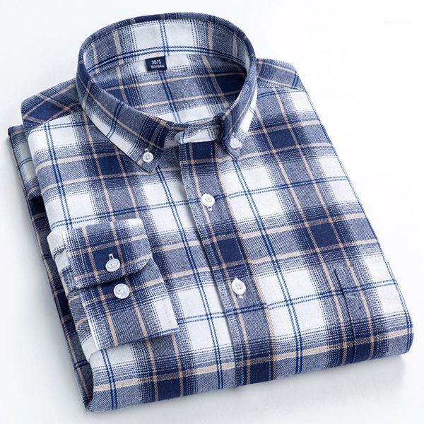 

fashion autumn&winter brushed flannel plaid shirts for men long sleeve standard-fit thick gingham button-down casual shirt, White;black