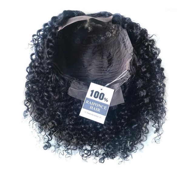 

kinky curly lace wig short bob brazilian human hair wigs for black women 4x4 closure1, Black;brown