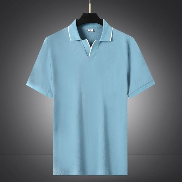 

men's polos theme 21 t shirt men summer short sleeve contrast rib business clothing luxury casual fashion trending, White;black