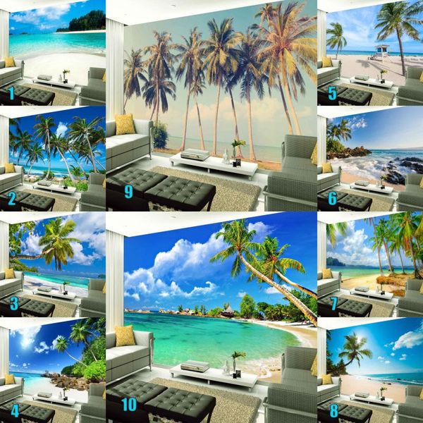 

wallpapers custom po wallpaper seascape beach palm wall covering mural roll for living room bedroom background wallpapr stickers