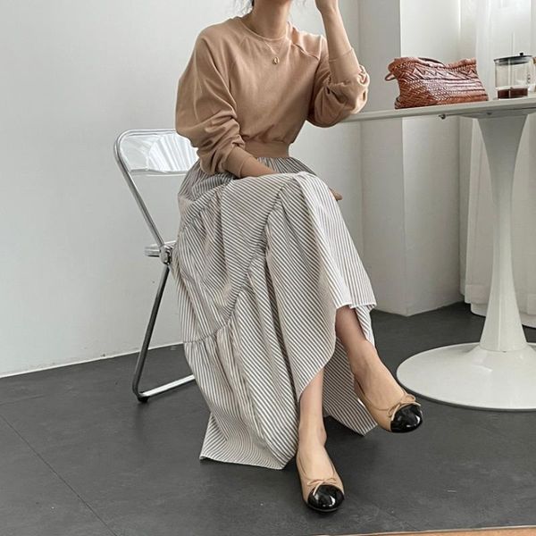 

casual dresses fake two piece stripe dress chic panelled patchwork puff sleeve women french elegant fashion femme vestidos, Black;gray