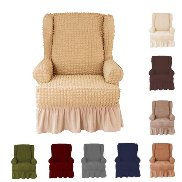

chair covers all-inclusive dustproof cover armchair elastic stretch solid color seersucker universal protective 30e