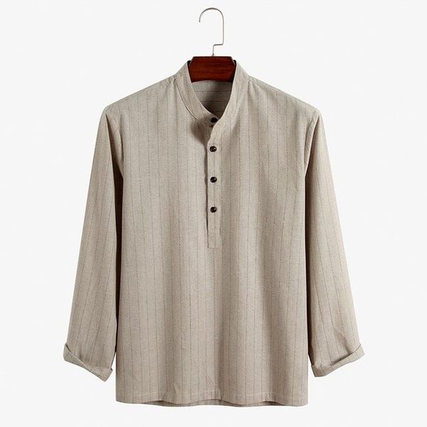 

men's casual shirts men clothing 2021 spring autumn men's fashion stand-up collar long-sleeved striped camisas para hombre, White;black