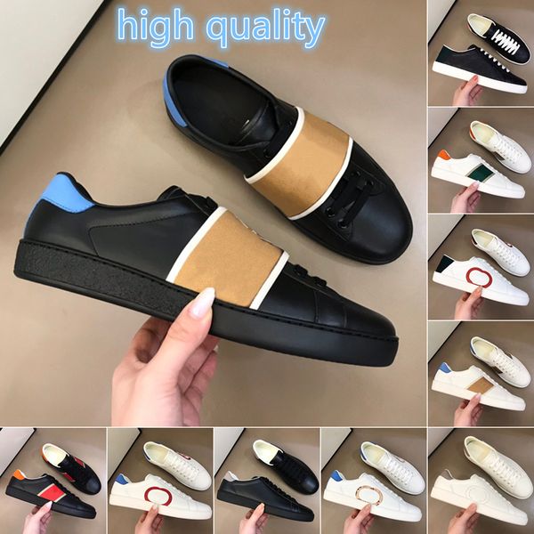 

mens casual shoes fashion sneakers white leather flat outdoors daily dress party designer trainers walking with box size eur 38-45, Black