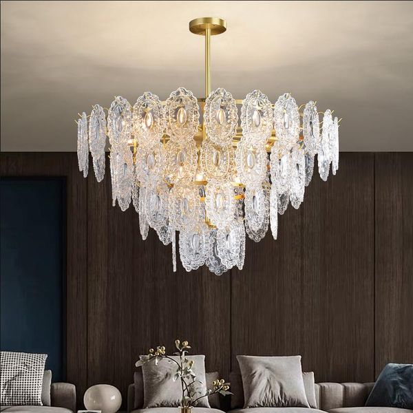 

modern glass pattern chandelier copper color living room led lighting metal dining bedroom ceiling light chandeliers