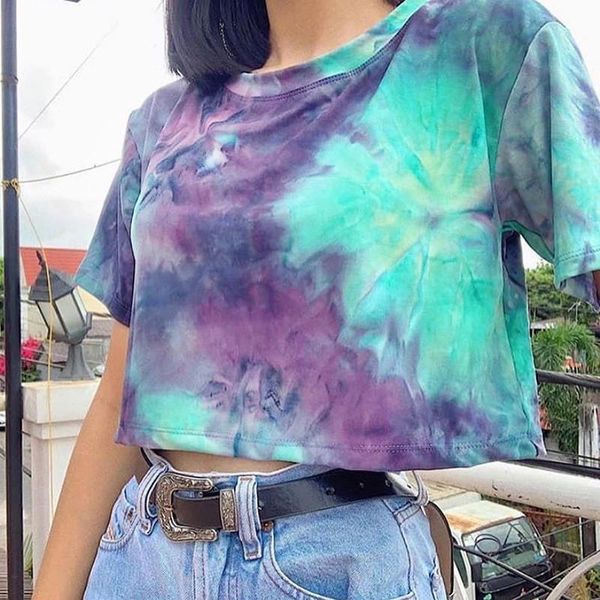 

women's t-shirt women colorful print short sleeve outwear holiday o-neck loose causal summer streetwear lady 2021, White