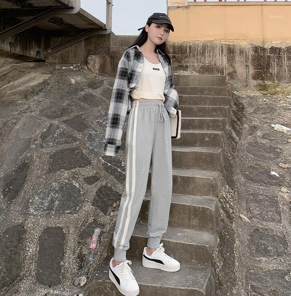 

women's pants & capris grey sweatpants loose trousers autumn high-waisted thick women harem casual, Black;white