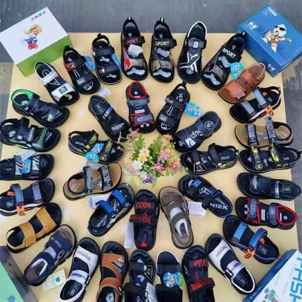 

children's shoes, boys' sandals, soft soled velcro for students, Black;red