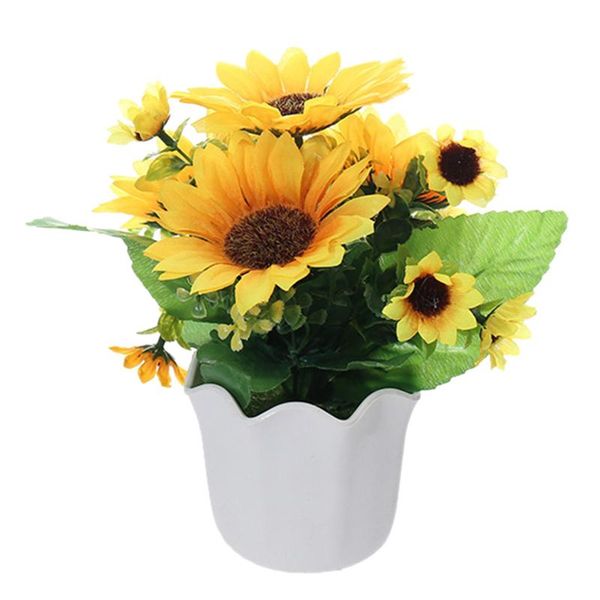 

artificial sunflower silk flower bouquet fake outdoor uv resistant plants faux plastic-greenery wedding party home decoration decorative flo