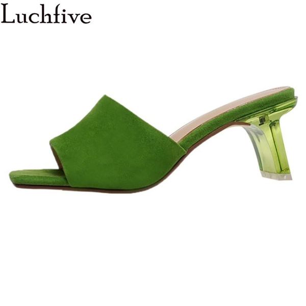 

slippers summer open toe women clear heels ladies shoes runway beach slides green woman, Black