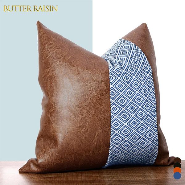

cushion/decorative pillow nordic luxury pu cushion cover stitching sofa covers leather cases 45x45 home living room decorative