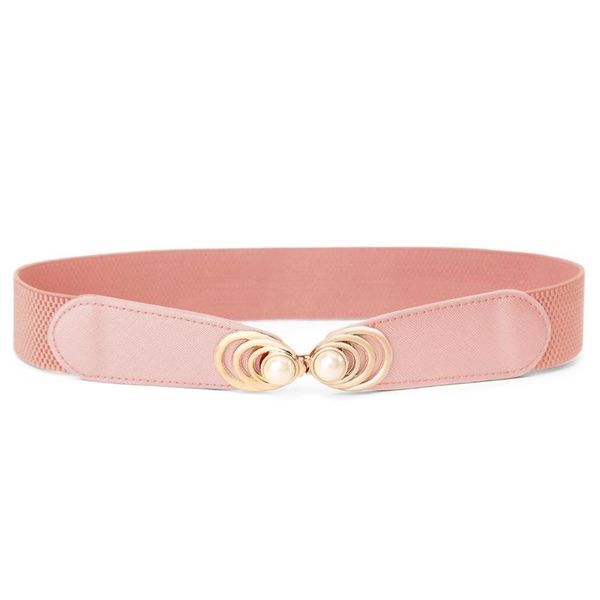 

belts catelles woman dress belt female decoration elastic pearls skirt strap cummerbund white red  double buckle, Black;brown