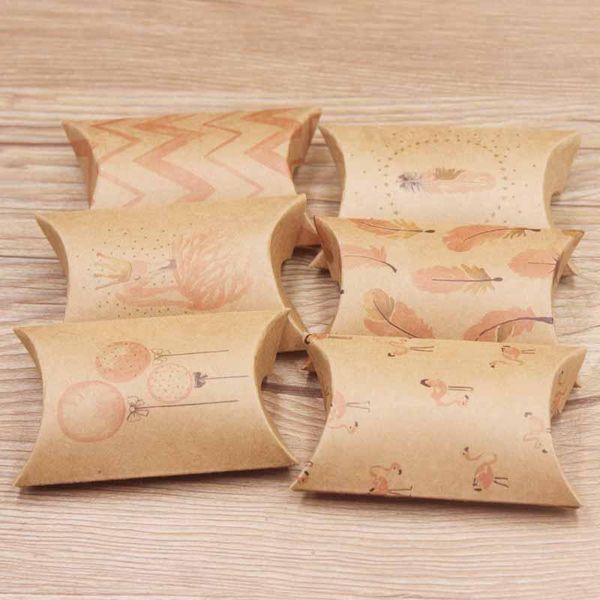 

gift wrap feiluan20pcs pillow candy box white/brown 8x5.5x2cm pink flamingo good luck paper present boxes diycontracted package