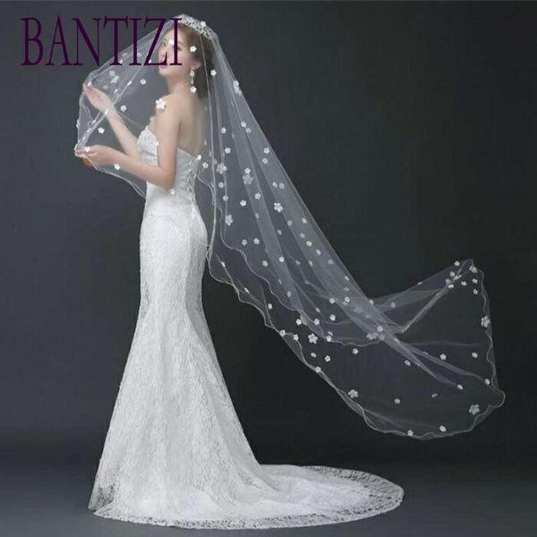 

bridal veils 3 m cathedral veil white one layer flower tulle wedding women accessories 2021, Black