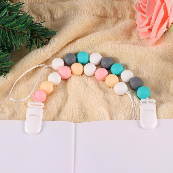 

pacifiers# silicone baby pacifier clips teething beads chain holder soothie colorful teether toy pendant for