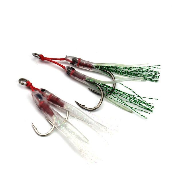 

fishing hooks 1set/bag metal jig double hook high carbon steel assist with feather line