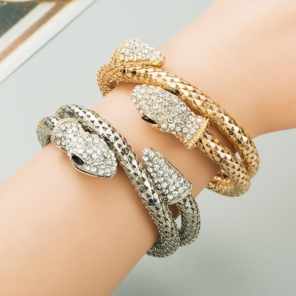 

bangle golden zircon serpentine bracelet retro animal trend female open couple gold rhinestone classic adjustable 2021 pro, Black