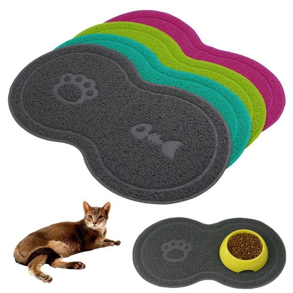 

pet cat bowl mat dog feeding water dish tray wipe clean floor pvc placemat kennels & pens