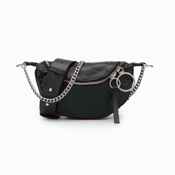 

caker 2021 women pu leather waist bag white black fanny pack ladies chain belt bags shoulder chest