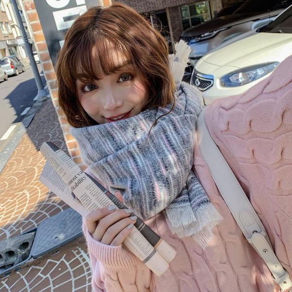 

scarves cashmere like scarf for women in autumn and winter of 20 years, Blue;gray