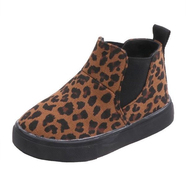

boots fashion boys and girls leopard print kids shoes for autumn winter children' ankle boot soft bottom anti-slip, Black;grey