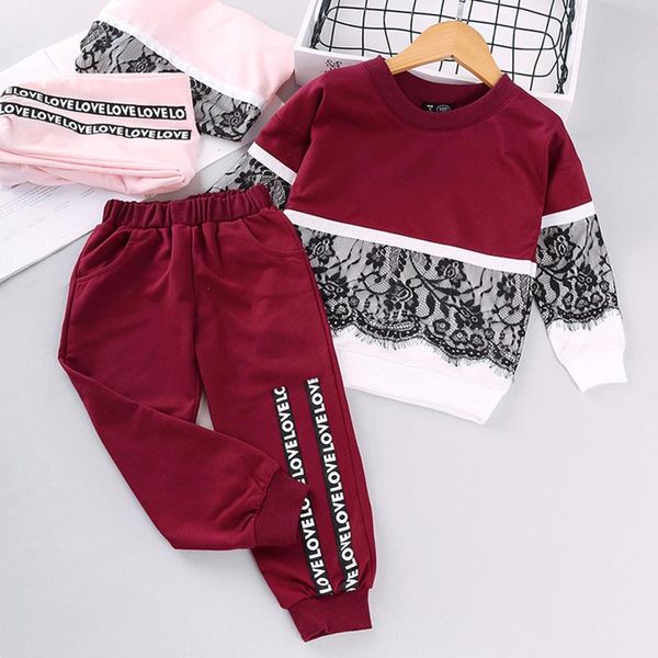 

#vw toddler girls set clothes 2021 autumn spring sweatshirt +pants 2pcs suit outfit children clothing for sets, White