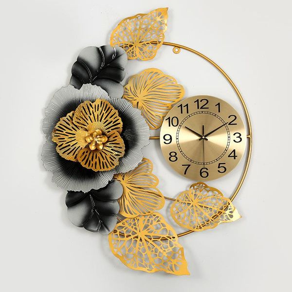 

wall clocks metal digital clock 3d home decore europe iron flower modern design living room decoration