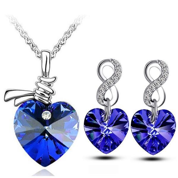 

earrings & necklace hearts necklacehort paragraph pendant earring charms fashion jewelryet drop quality lover gifts, Silver