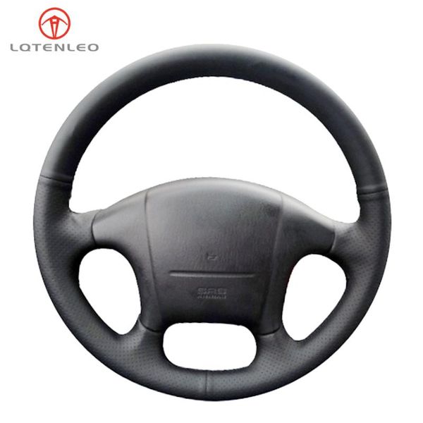 

black genuine leather hand-stitched car steering wheel cover for sonata 1999 2000 2001 2002 2003 2004 2005 covers