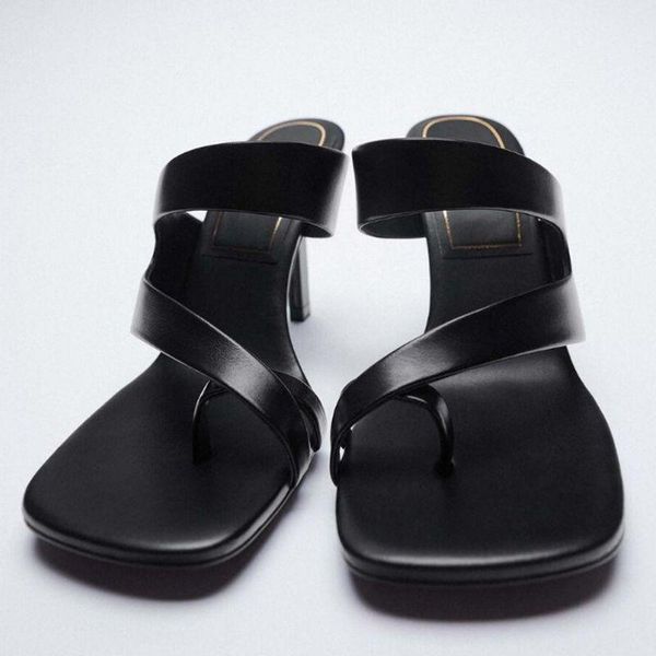 

slippers shoes beige heeled sandals ladies' slipers women cross-tied black 2021 thin high soft rome basic pu microfiber narrow b