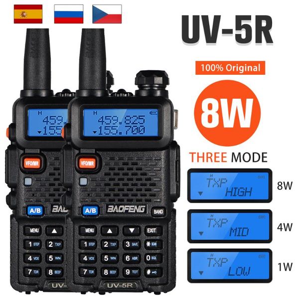 

walkie talkie uv-5r set baofeng dual band two way radio uv 5r 8w 128ch uhf vhf ham handheld long range hf transceiver uv5r