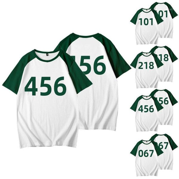

women's t-shirt squid game men women 3d digital printing o-neck short sleeve oversized casual all-match cosplay tee shirt t61, White