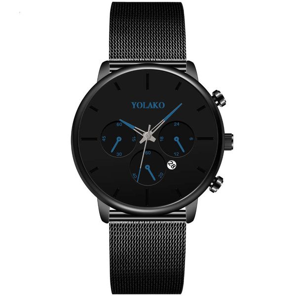 

watch yolako men's calendar fashion leisure business net with quartz, Slivery;brown