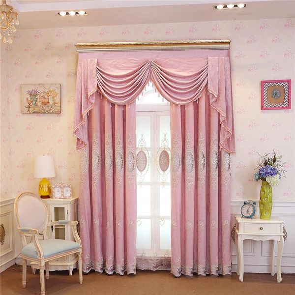

curtain & drapes chenille tie rong embroidery curtains for living room bedroom chinese high-end huaqianyuexia pink fresh screens