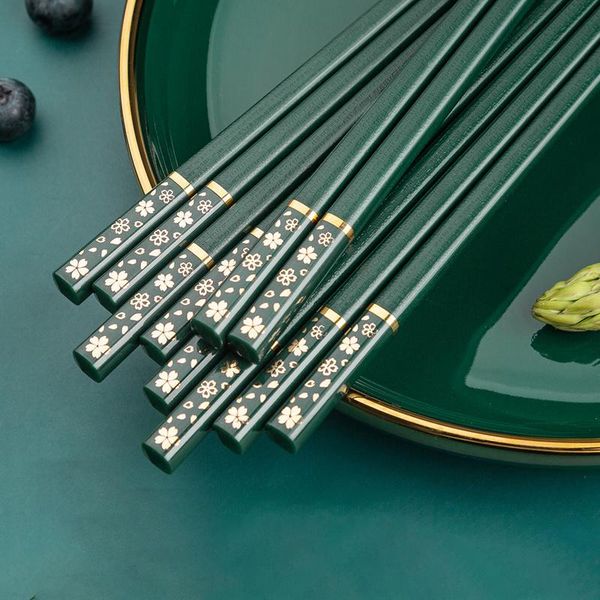 

chopsticks 5 pairs chinese japanese eating reusable metal korean cooking alloy set stainless steel sushi sticks