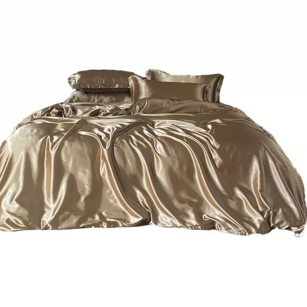 

bedding sets european silk high-end fitted sheet smooth naked sleeping summer quilt cover ice bedspread 4pcs