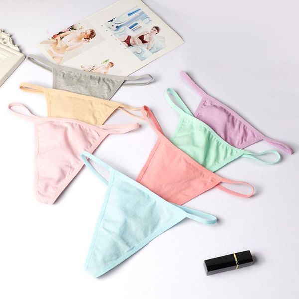 

thin strap cotton thong low waist solid color knickers comfortable soft bikini panties women underwear women's, Black;pink