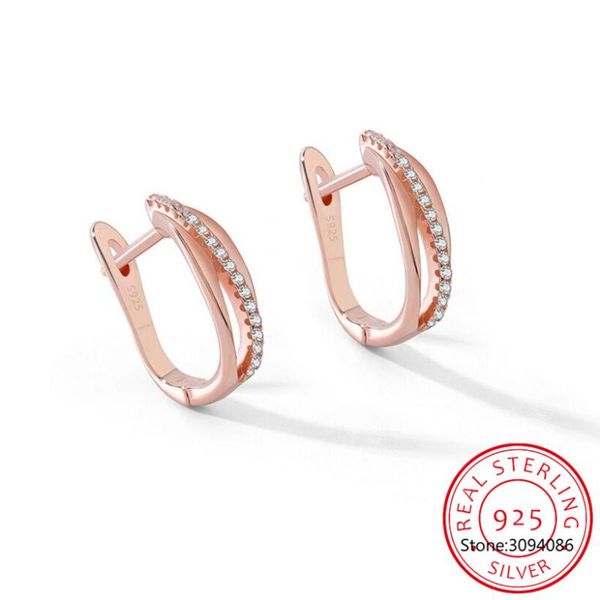 

hoop & huggie 925 sterling silver multi-layer simple micro pave zircon earrings for women jewelry gifts wholesale s-e1355, Golden;silver