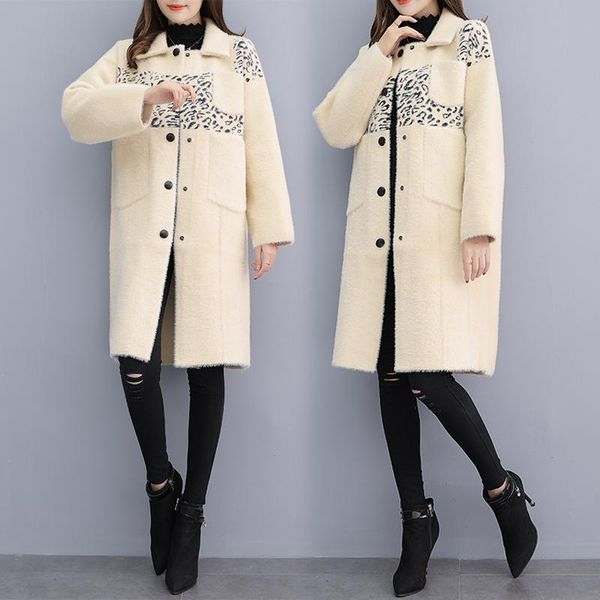 

women's wool & blends 2021 fashion faux coat long, Black
