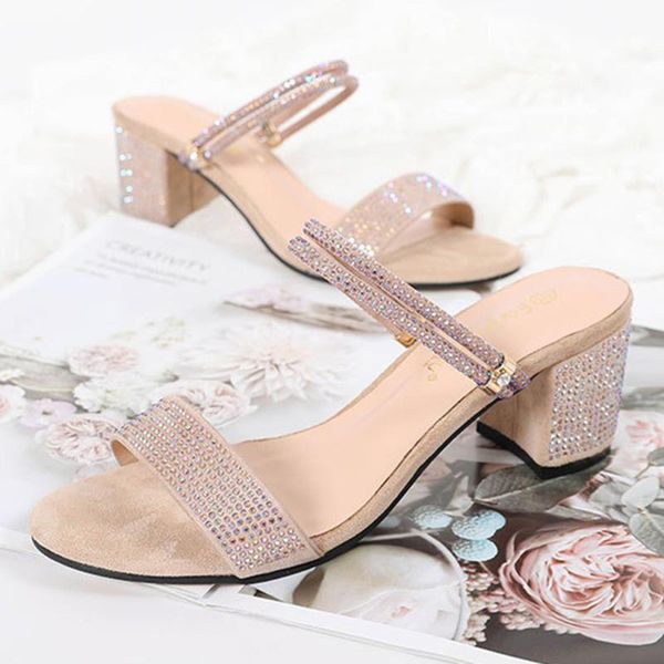 

slippers fashion summer crystal slides clear pvc transparent high heels shoes woman pointed toe mules pumps g3, Black