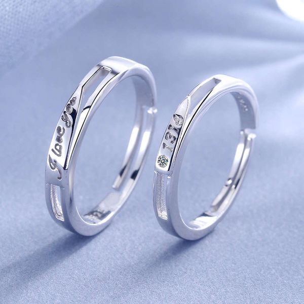 

s925 sterling silver love520 lovers ring, korean life style, men and women's opening hand decoration, zircon simplicity, Black