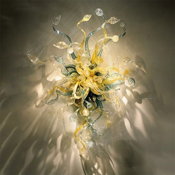 

art deco creative lamps murano flower multi colored shade home decorative hand blown glass hanging wall arts energy sconce saving lamp 40*70