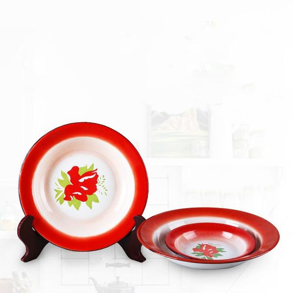 

bowls enamel flower plate, traditional round plate
