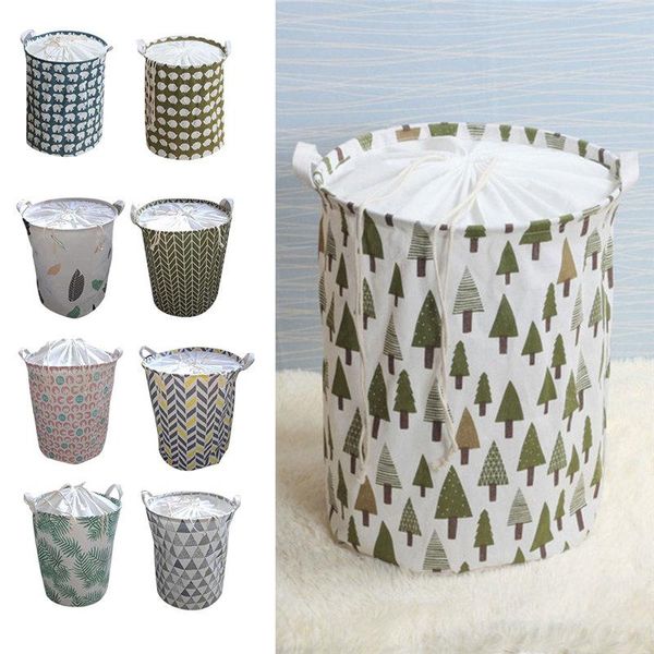 

storage baskets large folding laundry basket drawstring with lid toy bin for kids books dog toys clothes organizer bucket