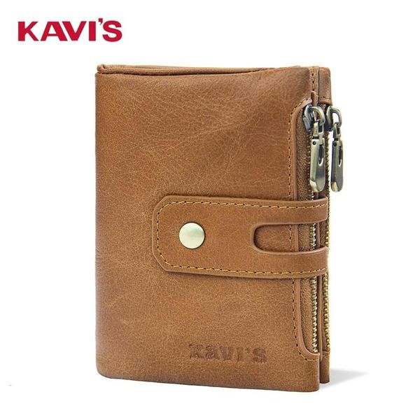 

genuine leather man wallet men's wallet leather fashion double zipper large capacity short men, Red;black