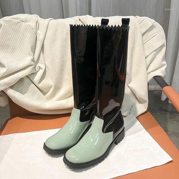 

boots deat 2021 autumn and winter fashion casual round head high tube thick bottom leather single shoes women long sg1701, Black